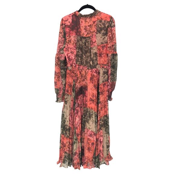 NEW Rachel Parcell Floral Chiffon Midi Dress Womens 10 Bow Neck Puff Long Sleeve - Picture 8 of 11